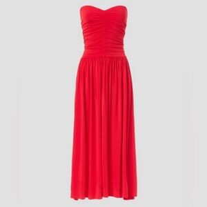Rosetta Getty Strapless Red Maxi Dress